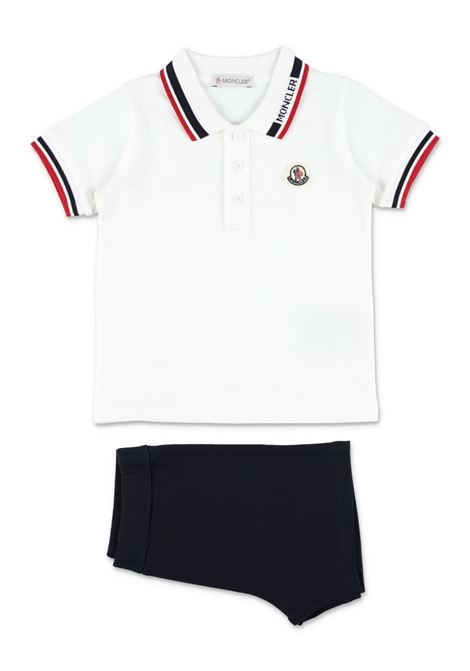 Completo Bianco e Blu Con Shorts e Polo Con Logo e Tricolore MONCLER ENFANT | 951-8M00014-89AL2F07